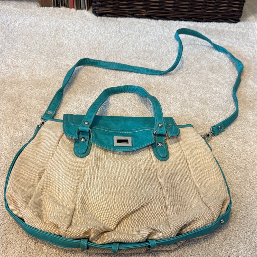 Tiannl Turquoise and Beige Shoulder Bag
